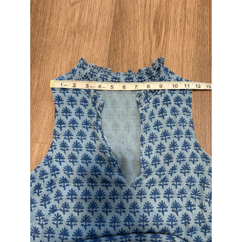 Oliphant Flirty Mini Dress XXS Blue Tiered Sleeveless V-Neck Gauze Boho Beach - Picture 13 of 15